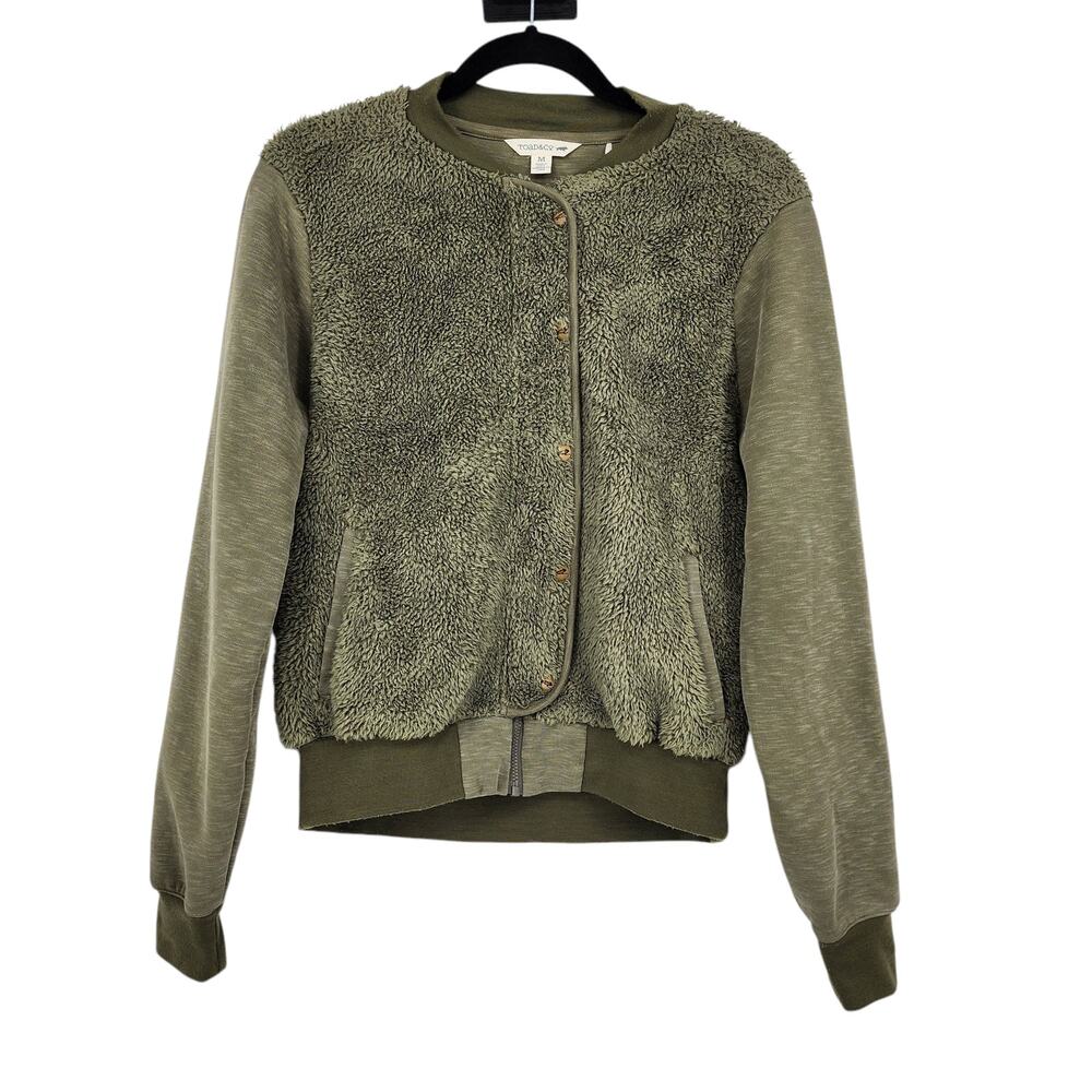 Toad & Co Allie Fleece Snap Front and Zipper Closure Jacket Olive Size Medium